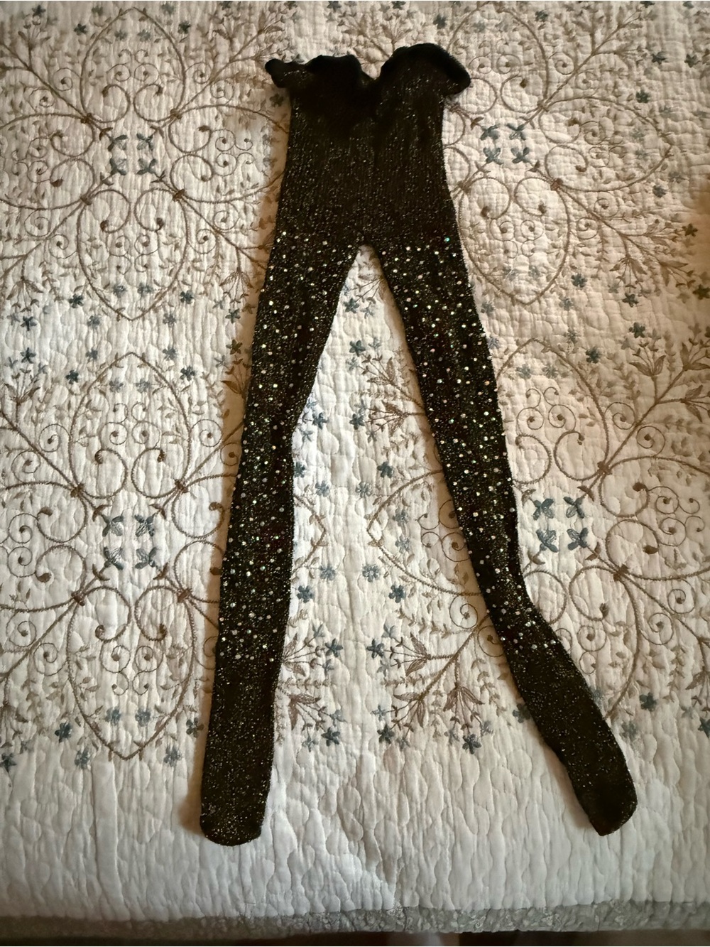 Francesca's Collections Black Sparkle Sheer Rhinestone Tights